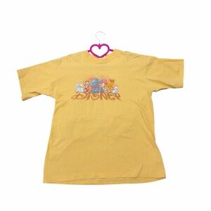 Disney Store Vintage Style Character Graphic Tee Dumbo Minnie Bambi Yellow